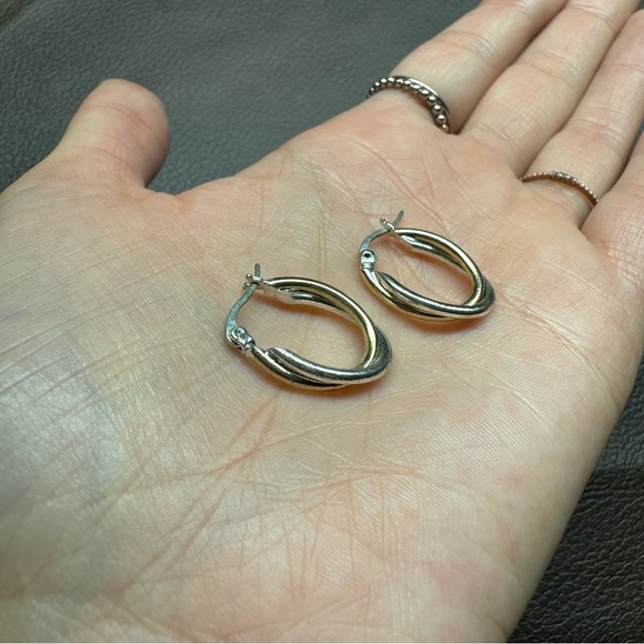 Gold and Silver Hoop Earrings - Picture 1 of 2